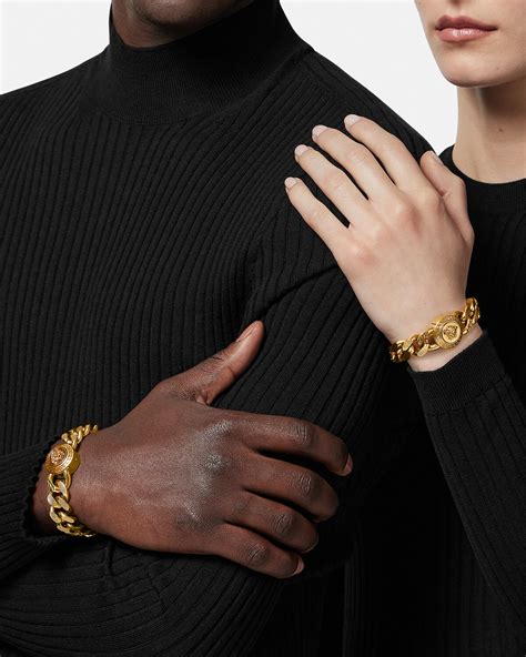 versace bracelet 3 gold|Versace gold bracelet men.